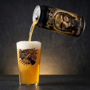 Metrhopolis beer pouring into an Empire Beer Co glass, hazy IPA 